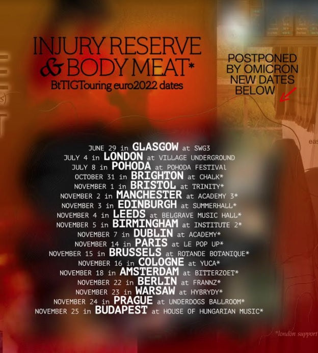 Injury Reserve RESCHEDULED 04/11/22 @ Belgrave Music Hall