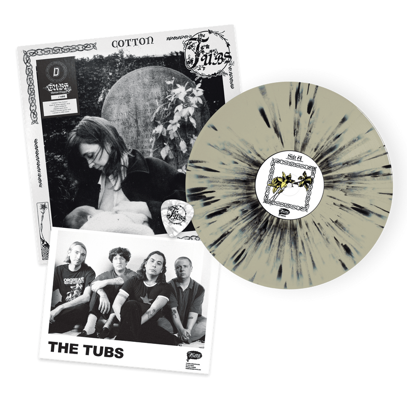 Tubs (The) - Cotton Crown: Raw Cotton Black & White Splatter Vinyl LP + Signed Photo Print + Custom Guitar Pick DINKED EDITION EXCLUSIVE 318