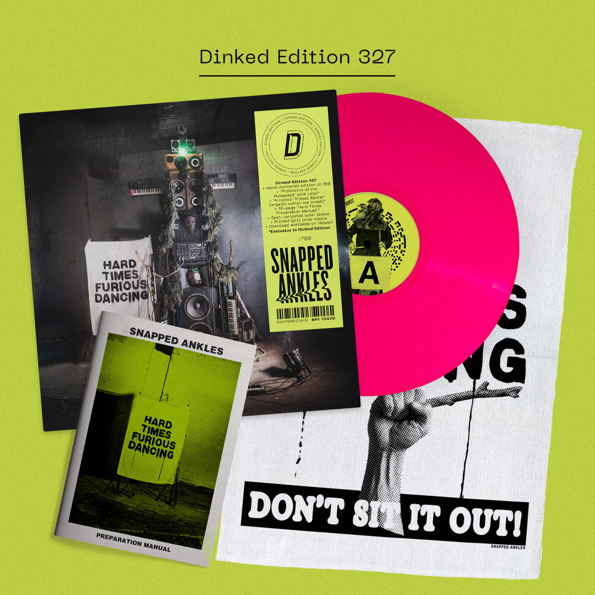 Snapped Ankles - Hard Times Furious Dancing: 'Procession of the Possessed’ Pink Vinyl LP + Tea Towel DINKED EDITION EXCLUSIVE 327