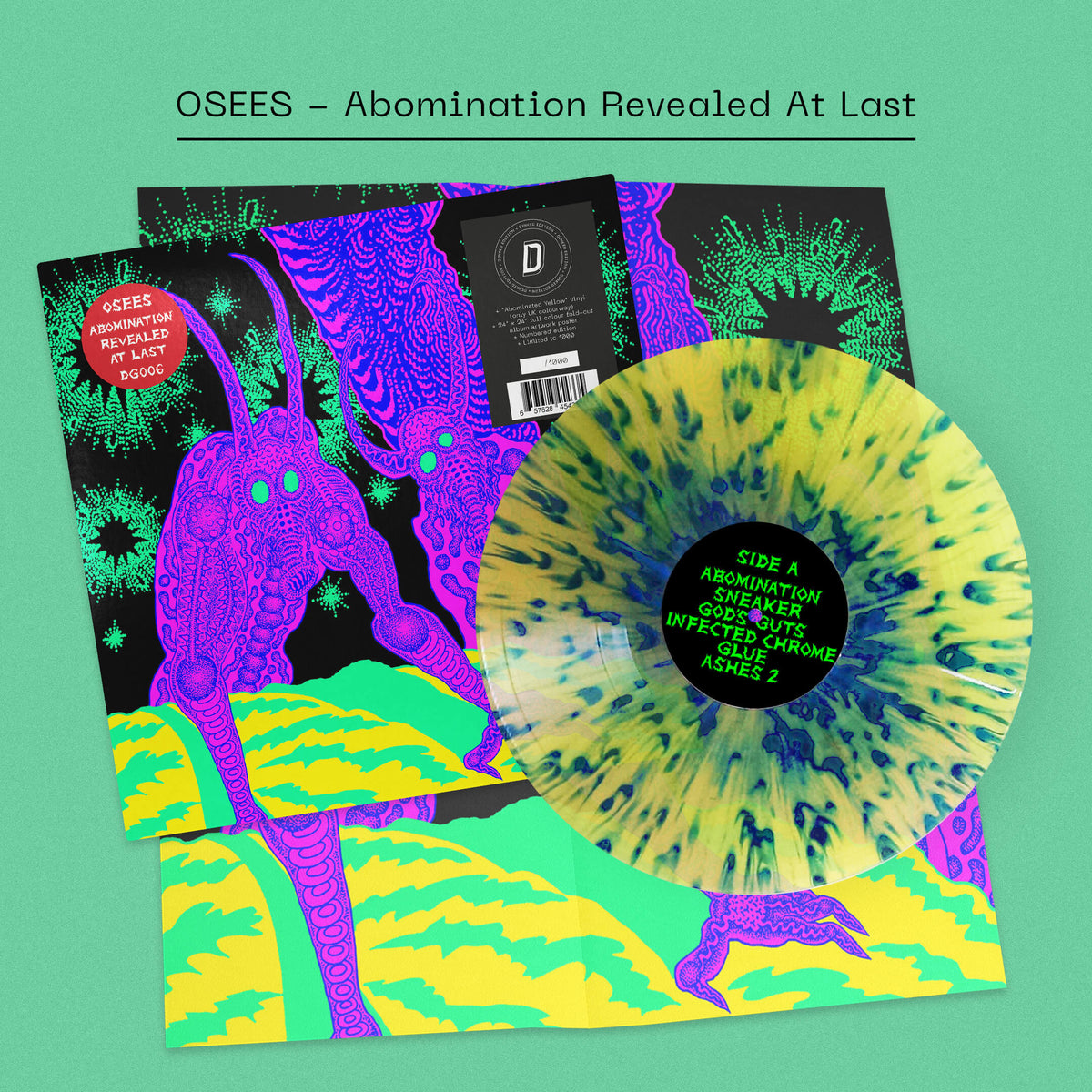 OSEES - Abomination Revealed At Last: Abominated Yellow/Blue Splatter Vinyl LP + Poster DINKED EDITION EXCLUSIVE 356