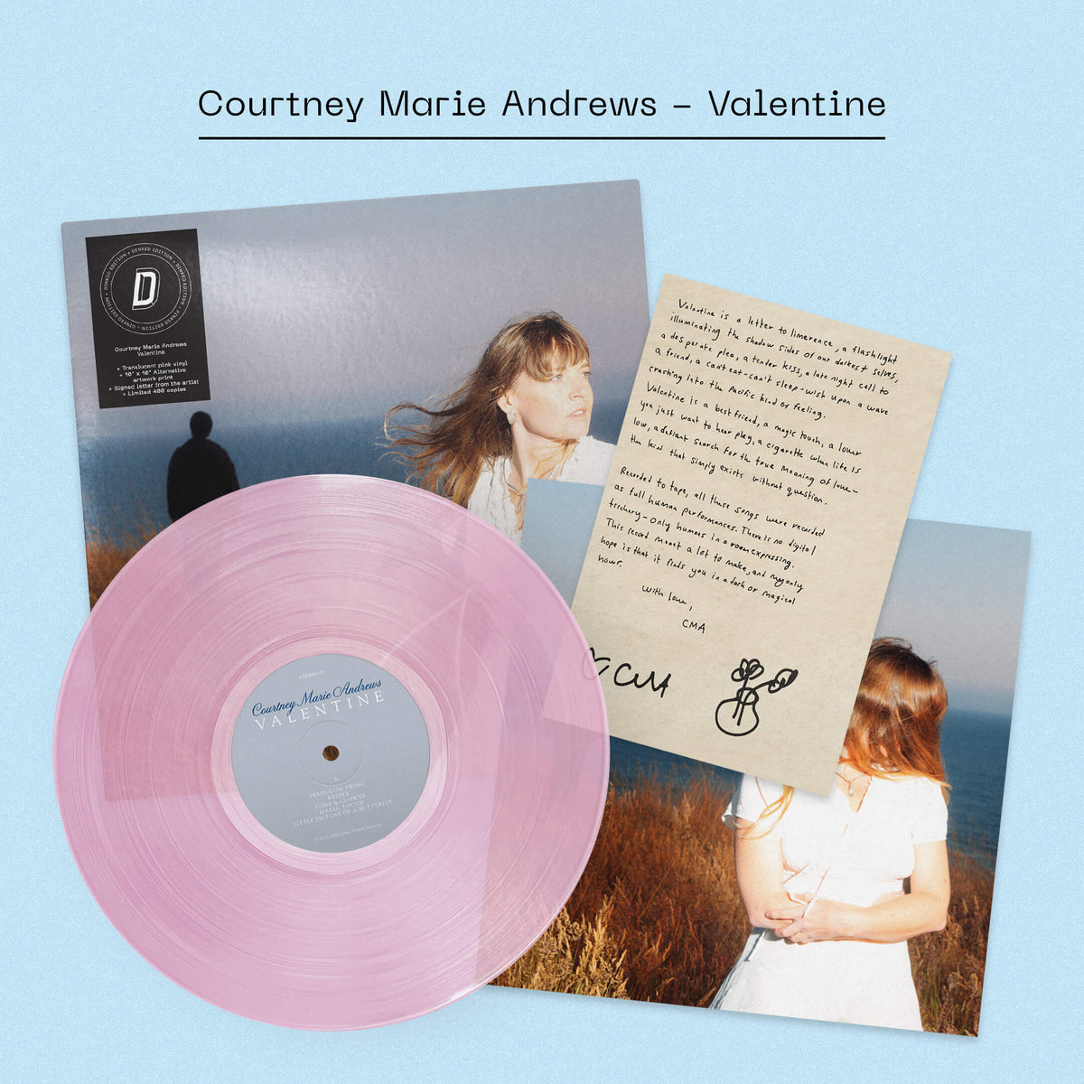 Courtney Marie Andrews - Valentine: Limited Translucent Pink Vinyl LP + Signed Letter DINKED EDITION EXCLUSIVE 376