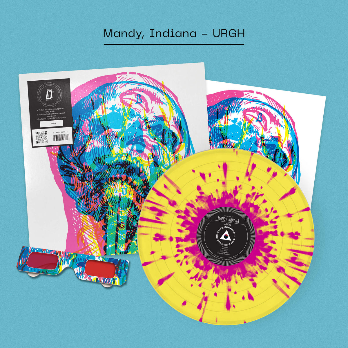 Mandy, Indiana - URGH: Yellow & Magenta Splatter Vinyl LP + Signed Print DINKED EDITION EXCLUSIVE 379