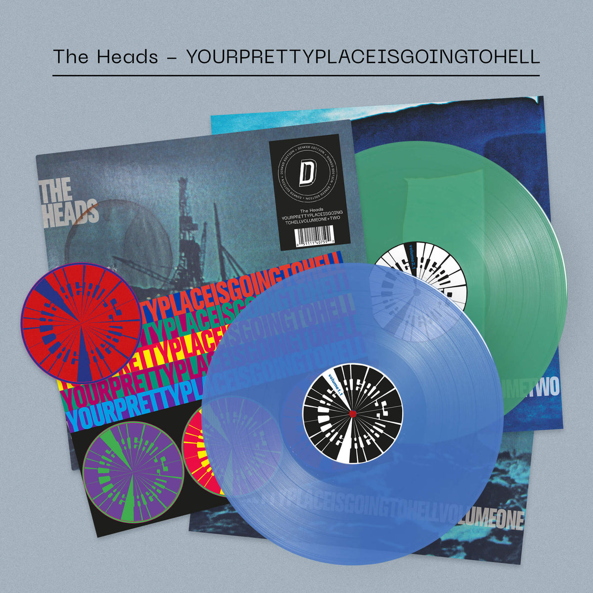 HEADS (THE) - YOURPRETTYPLACEISGOINGTOHELL: Transparent Green/Blue Double Vinyl LP DINKED EDITION EXCLUSIVE 382