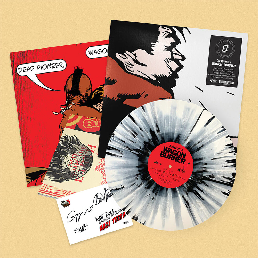 Dead Pioneers - Wagon Burner: Black/White Splatter Vinyl LP + Signed Postcard DINKED EDITION EXCLUSIVE 403