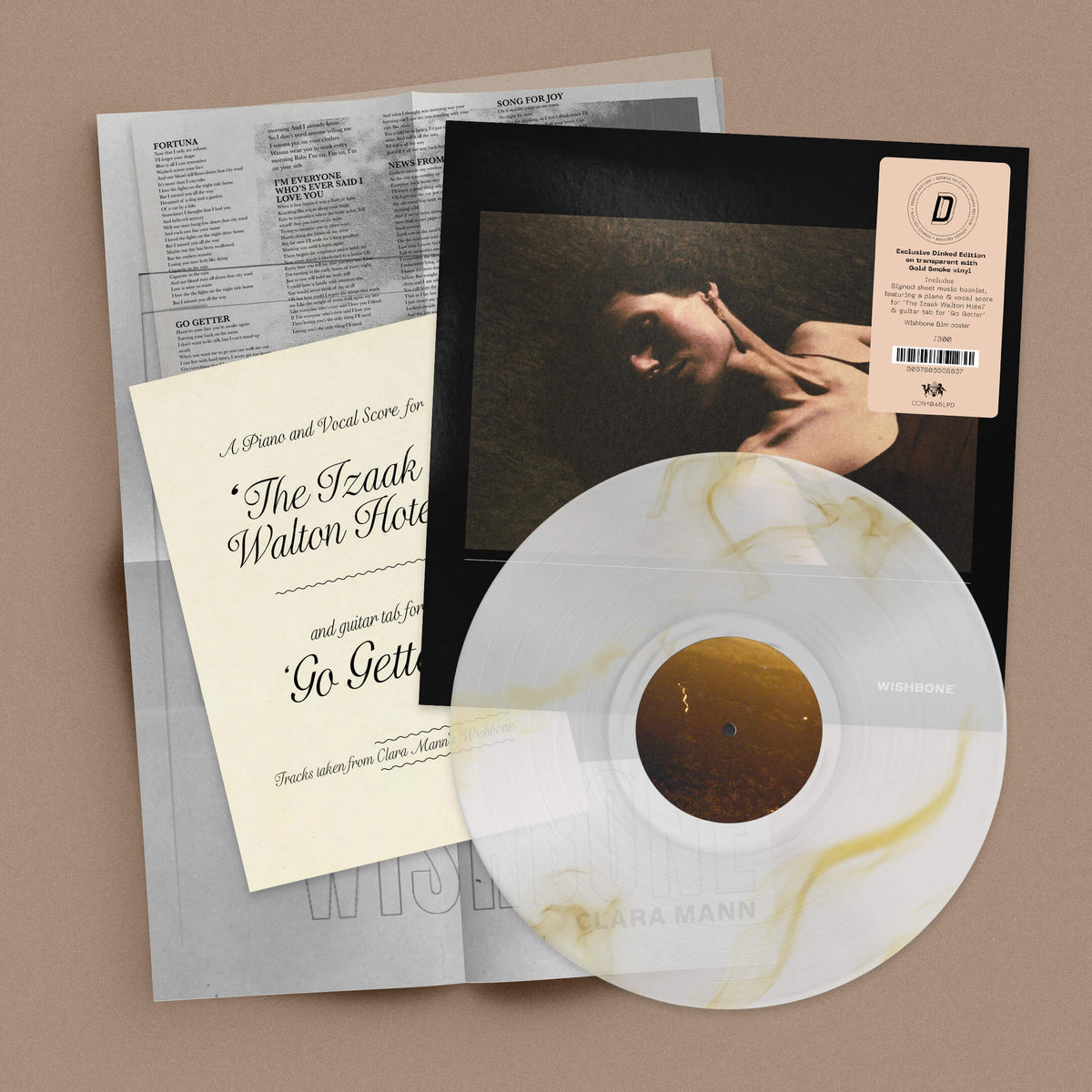 Clara Mann - Wishbone: Transparent With Gold Smoke Vinyl LP + Signed Booklet DINKED EDITION EXCLUSIVE 433 *Pre-Order