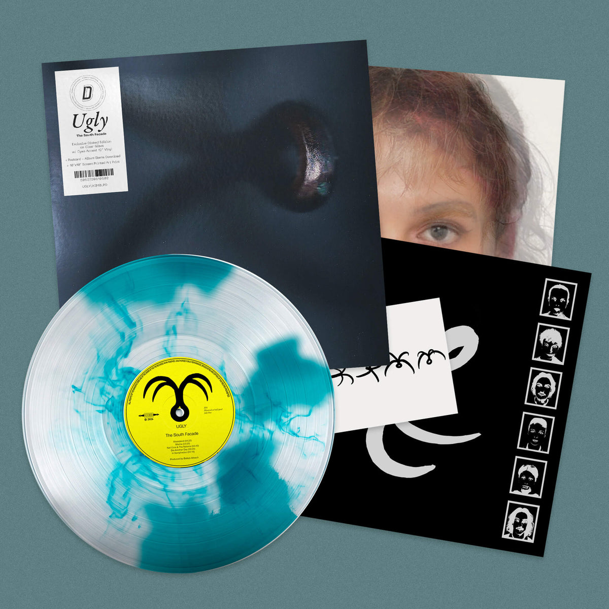 Ugly - The South Facade: Clear Glass with Cyan Vinyl LP + Signed Print DINKED EDITION EXCLUSIVE 435 *Pre-Order