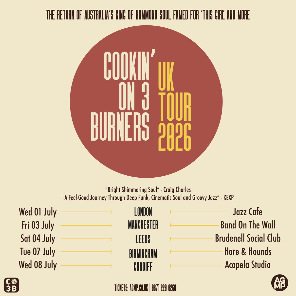 Cookin' On 3 Burners  04/07/26 @ Brudenell Social Club
