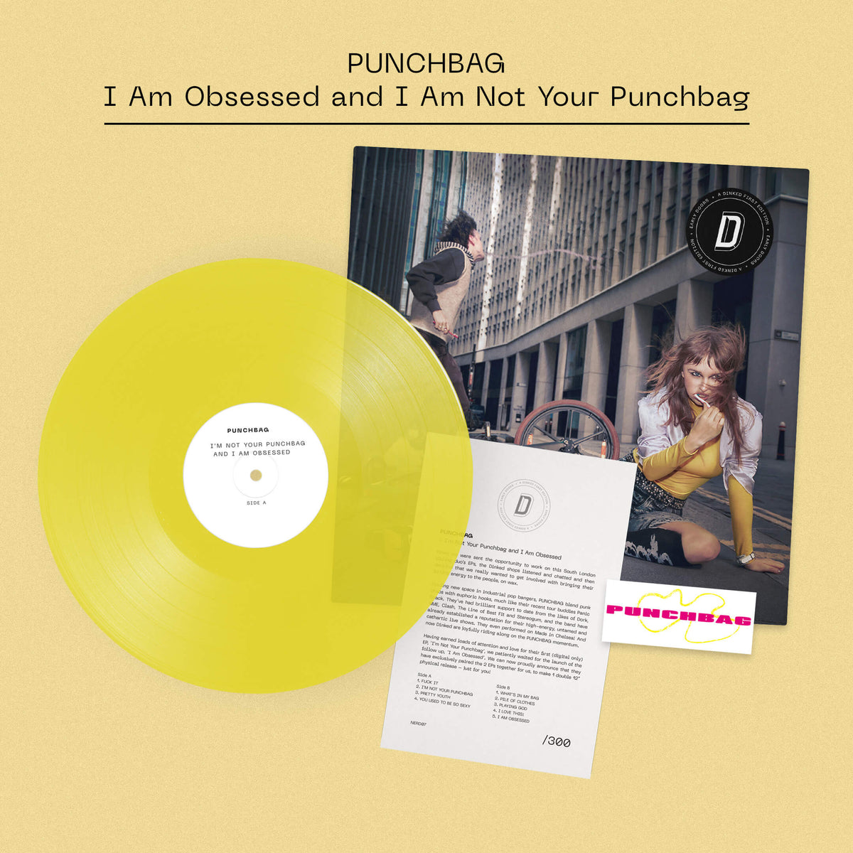 PUNCHBAG - I Am Obsessed and I Am Not Your Punchbag: Transparent Yellow Vinyl LP + Signed Insert DINKED EARLY DOORS EDITION EXCLUSIVE 007