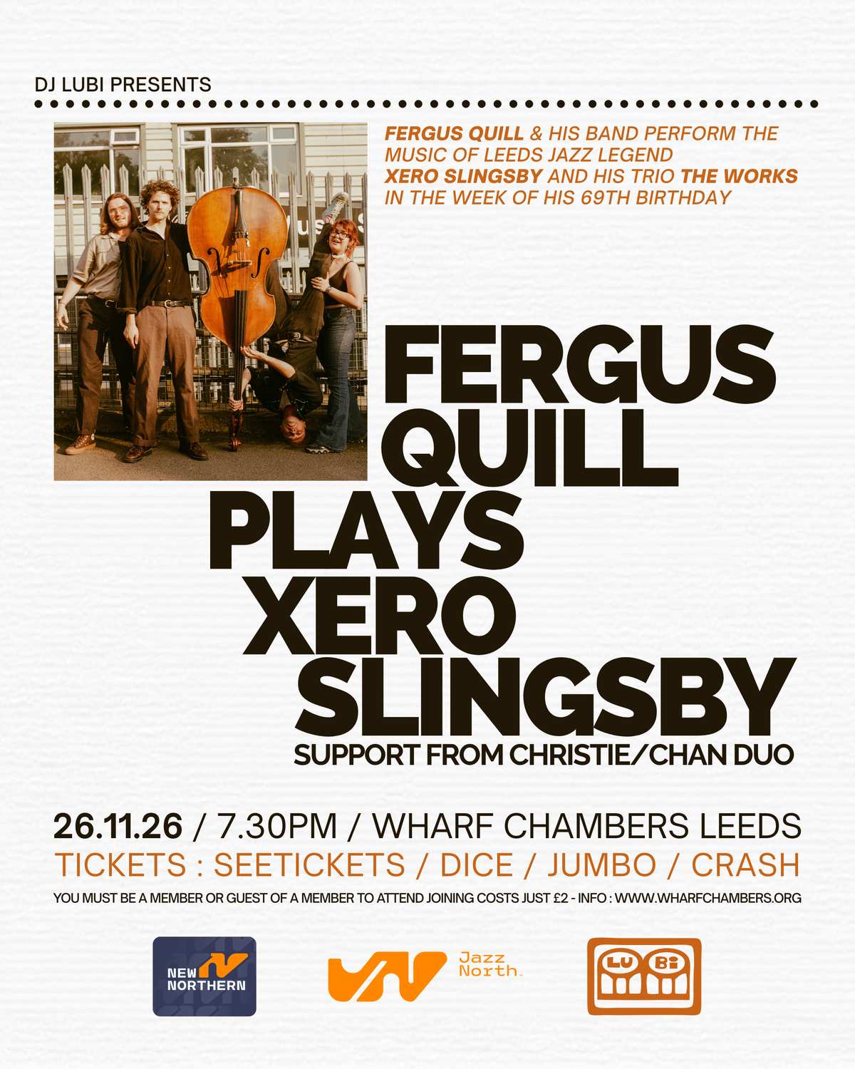 Fergus Quill Plays Xero Slingsby + Christie/Chan Duo 26/11/26 @ Wharf Chambers