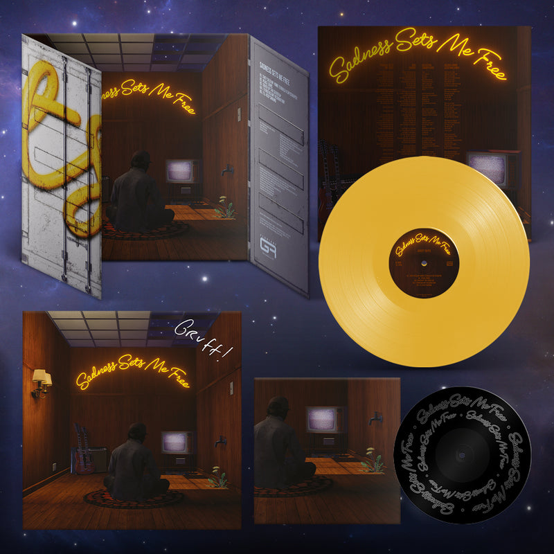Gruff Rhys - Sadness Sets Me Free: Honeycomb Neo-Neapolitan Vinyl LP + Bonus 7" + Signed Print DINKED EDITION EXCLUSIVE 264