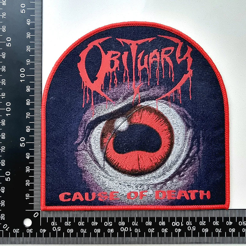 OBITUARY - Cause of Death - Red Border Woven Patch