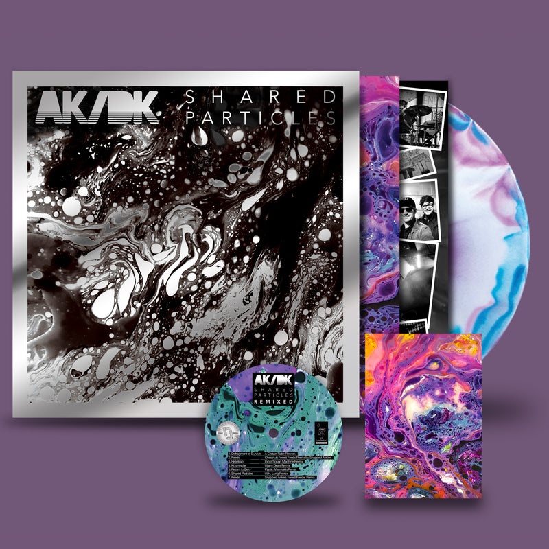 AK/DK - Shared Particles : Exclusive 'Starburst' 3 colour Vinyl LP in Mirrorboard sleeve with signed postcard and remix CD *DINKED EXCLUSIVE 069*