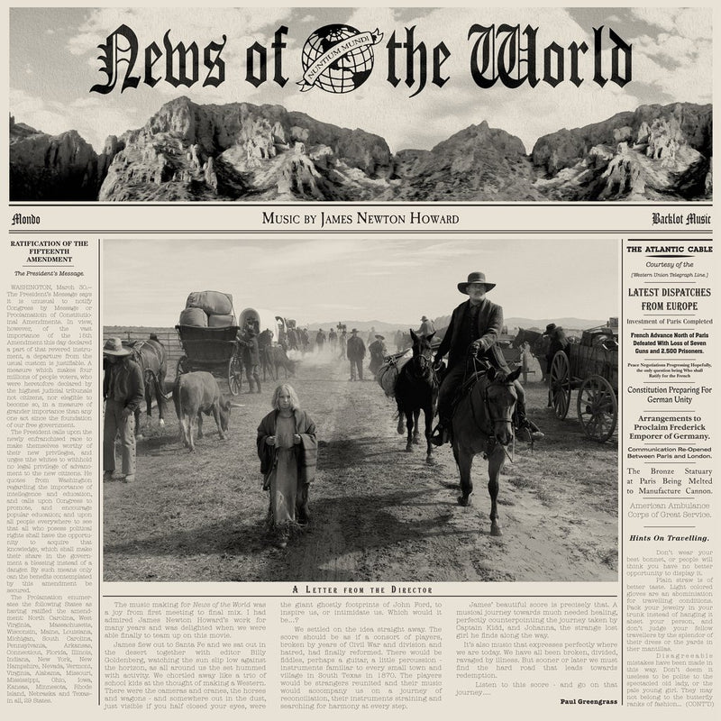 News Of The World - OST By James Newton Howard: Double Vinyl LP