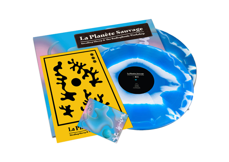Stealing Sheep And The Radiophonic Workshop - La Planète Sauvage: Limited Blue White Psychedelic Burst Colour Double Vinyl LP + Random Colour Signed Art Print DINKED EXCLUSIVE 145 *Pre-Order