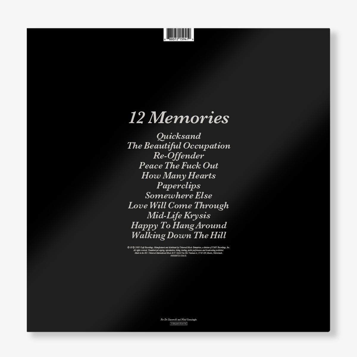Travis - 12 Memories: White LP + Signed Postcard Set